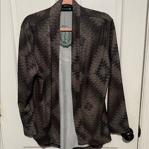 Western Women's Black and Gray Patterned Shirt Jacket
